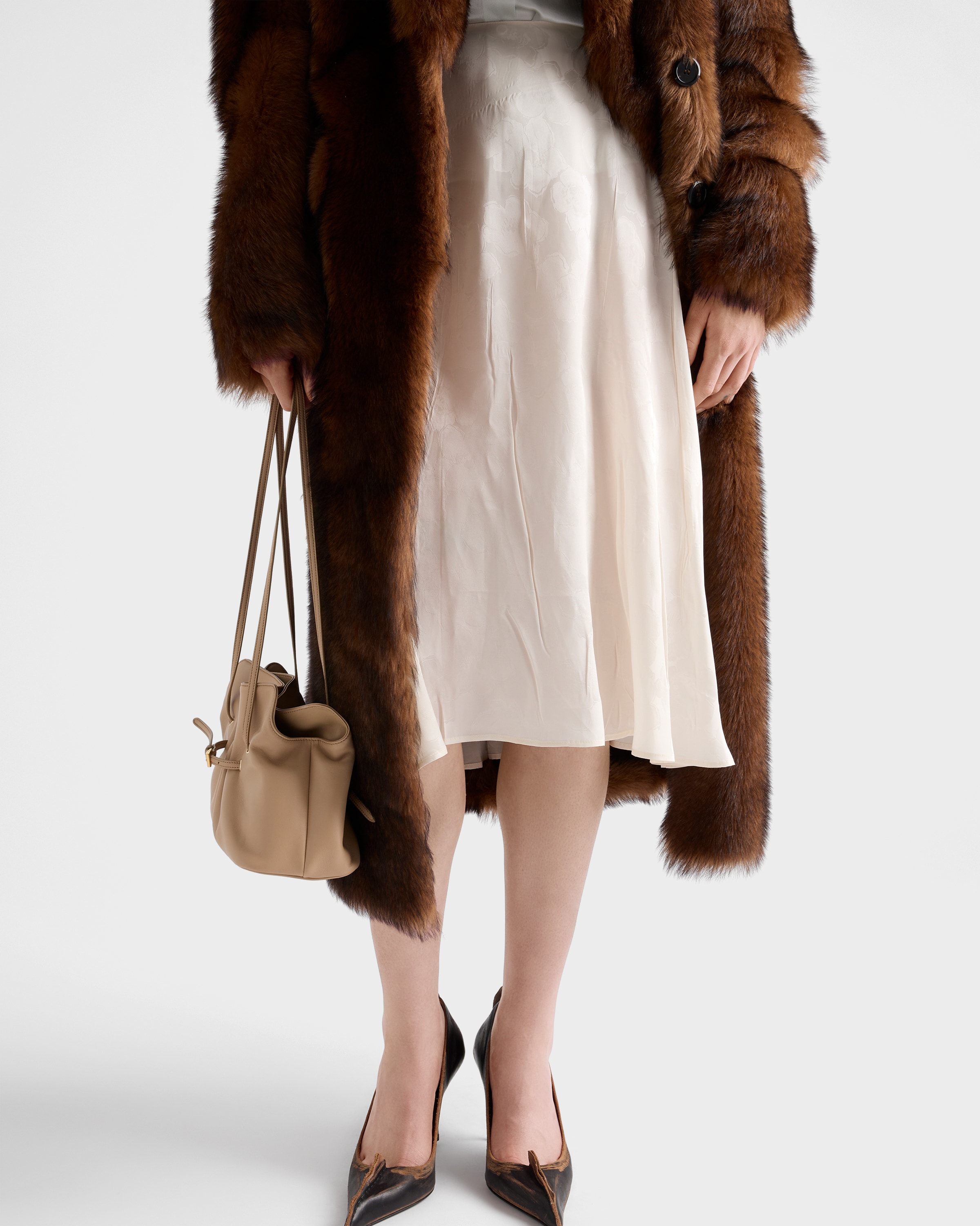 アイボリー フローラルプリント ジャカード スカート | PRADA