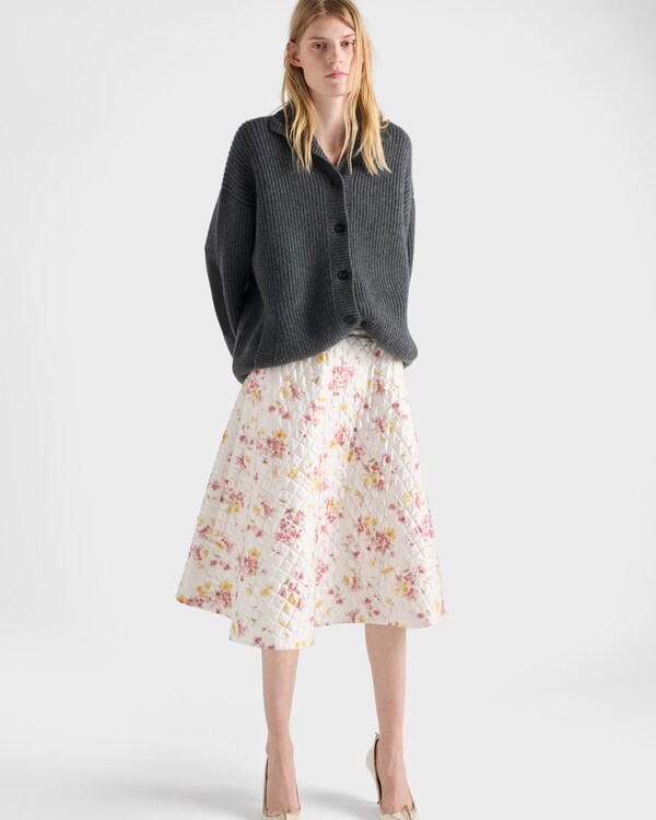 Floral print quilted satin circle skirt Floral print quilted satin circle skirt