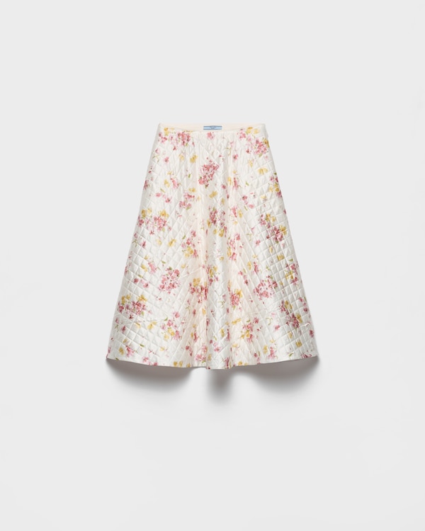 【日本入手困難】プラダ Floral print ponge skirt スカート White Floral print pongé skirt | PRADA