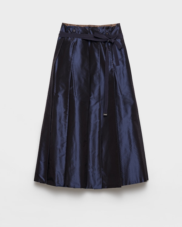 تنورة ميدي من التافتا مطرّزة - أزرق تنورة ميدي من التافتا مطرّزة - أزرق