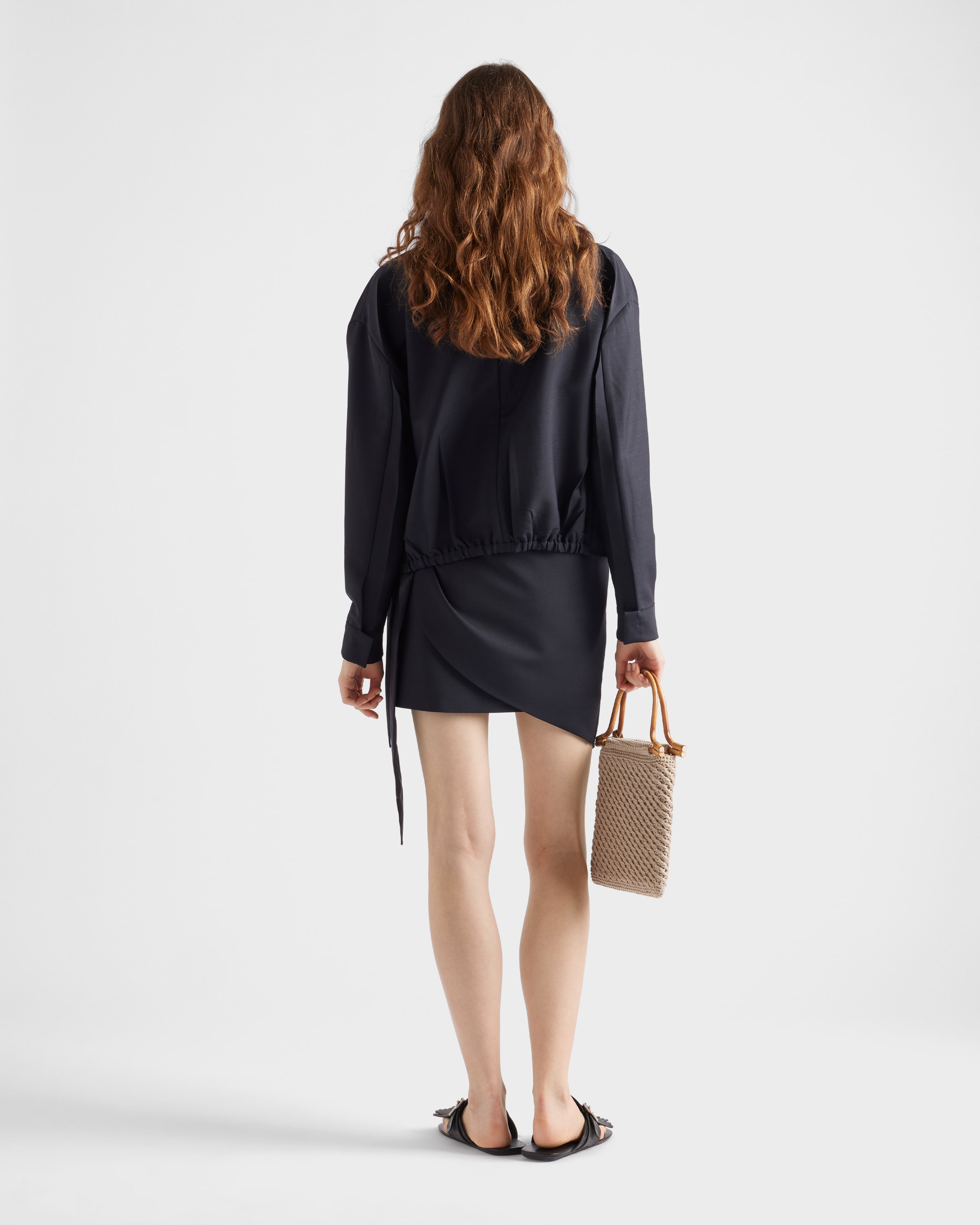 ネイビー キッドモヘア ミニスカート | PRADA