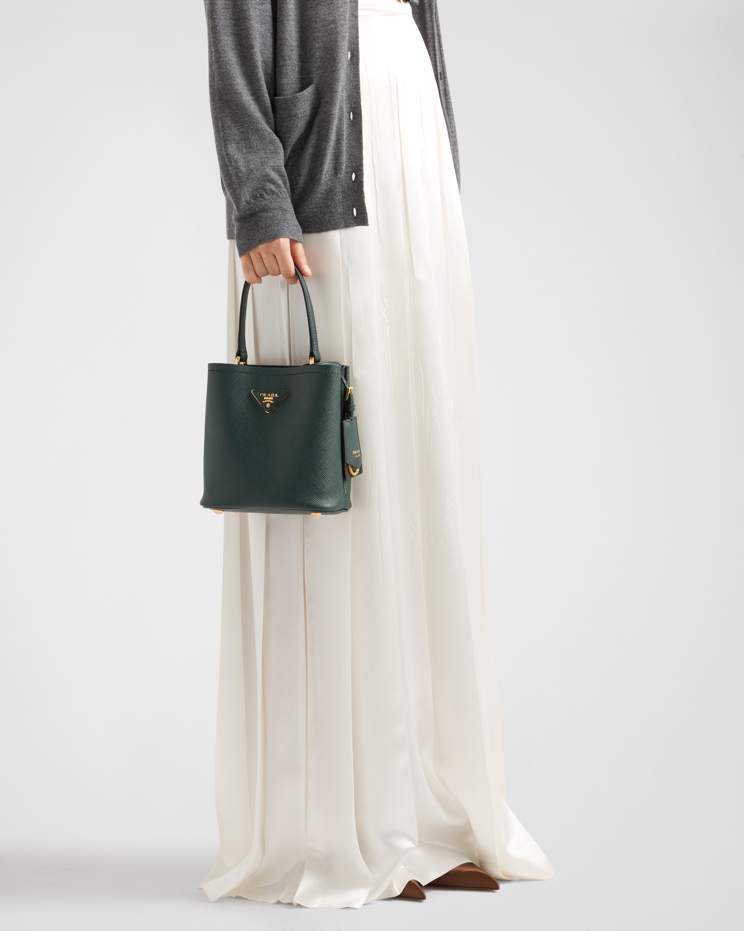 Prada Satin Pleated Maxi Skirt In White