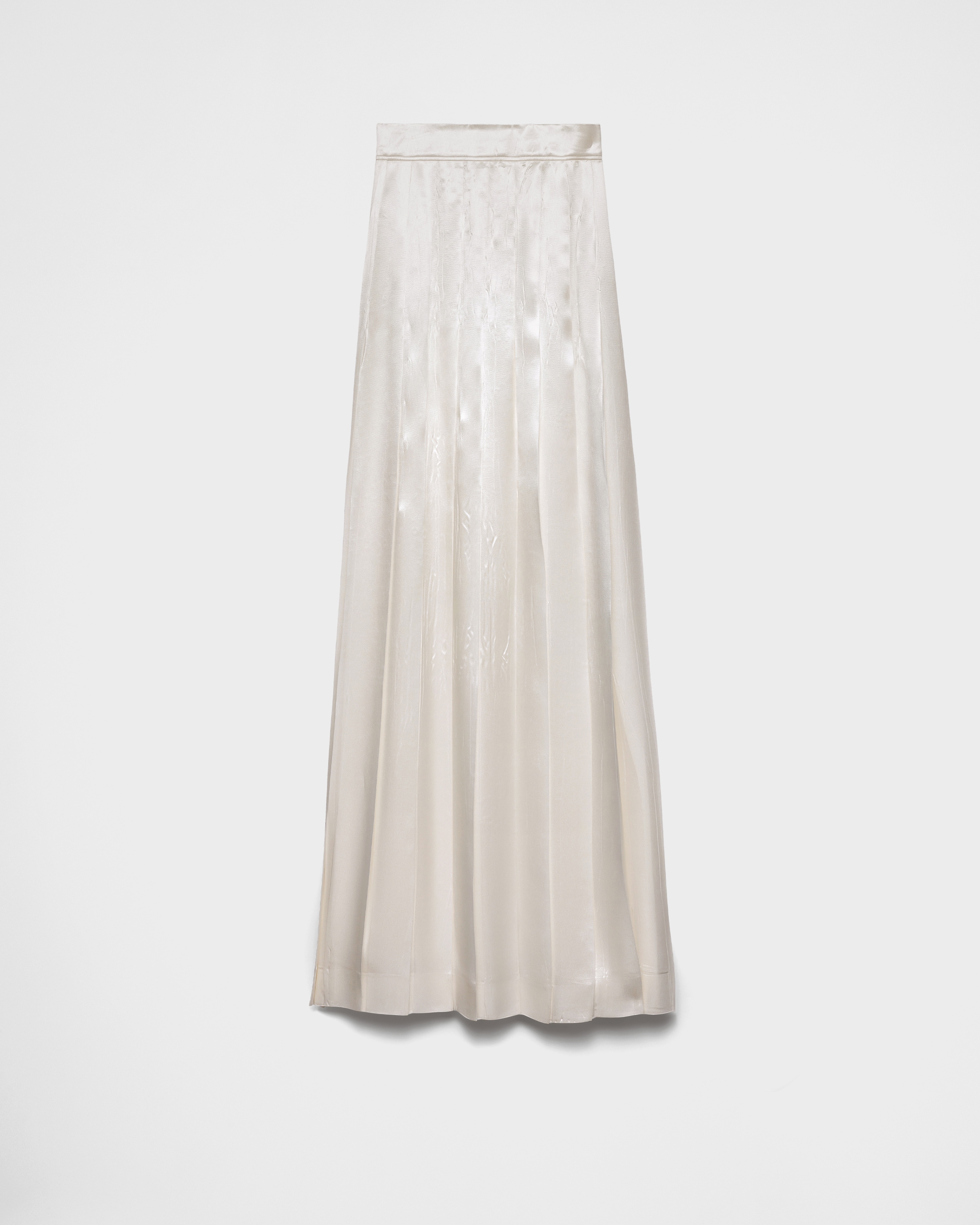 Prada Satin Pleated Maxi Skirt In White