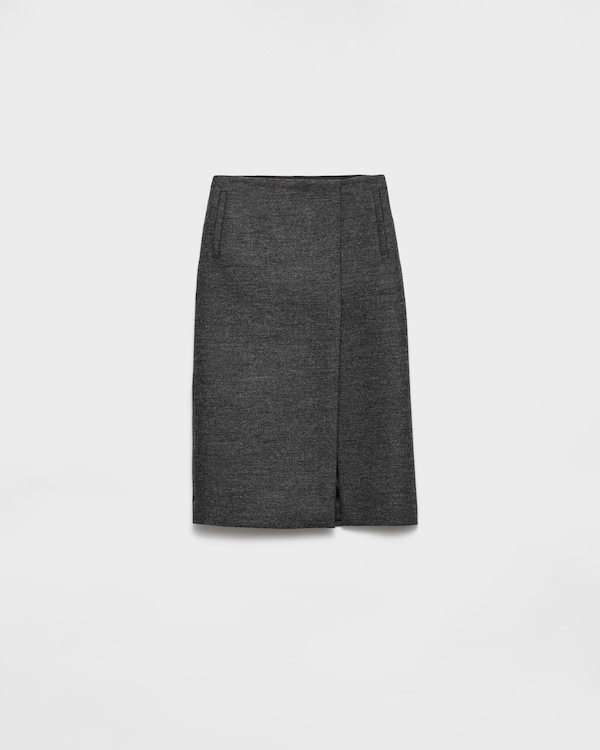 スカート PRADA FW25 Dark grey flannel skirt (P109ZGSOOO11GZ F0480) Anthracite Gray Pleated wool flannel skirt | PRADA