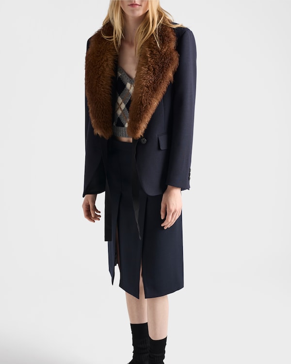 Falda de tela de panamá de lana Falda de tela de panamá de lana