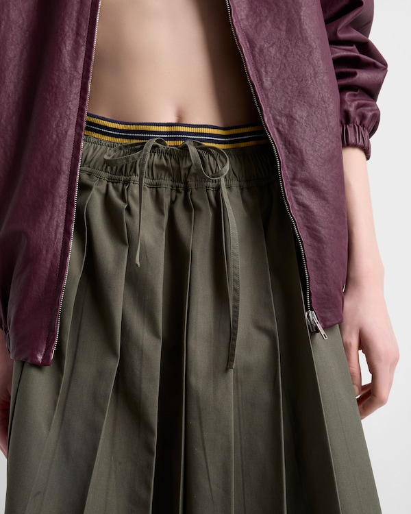 Pleated poplin midi-skirt - Military Green Pleated poplin midi-skirt - Military Green