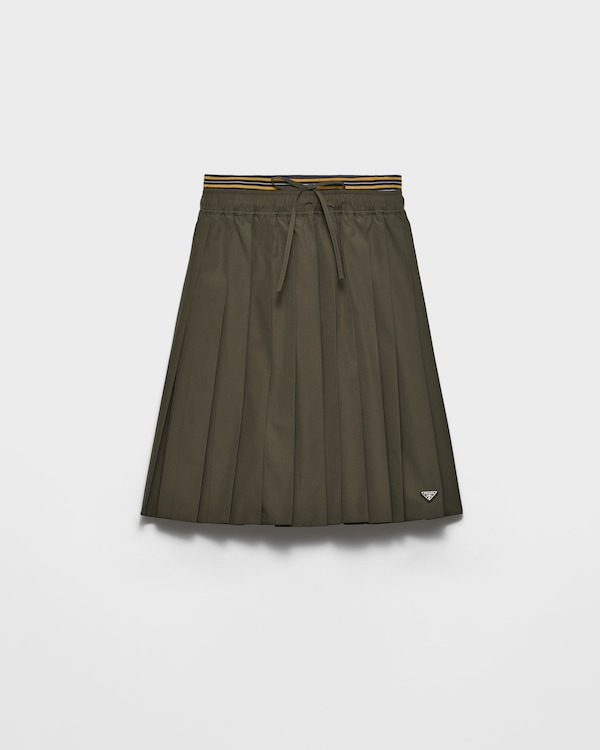 Pleated poplin midi-skirt - Military Green Pleated poplin midi-skirt - Military Green