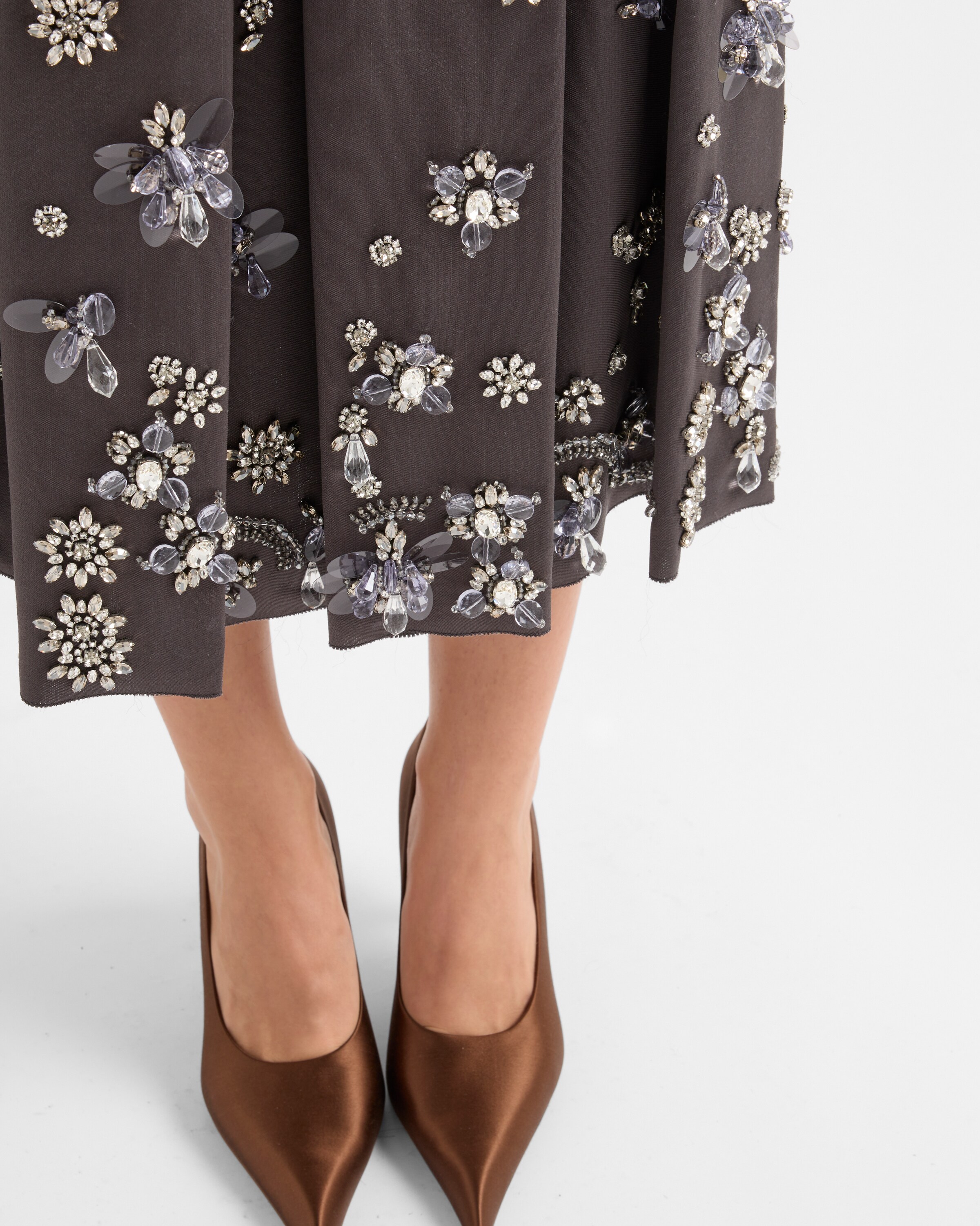 Prada Rock Aus Bestickter Seide Und Wolle In Grau