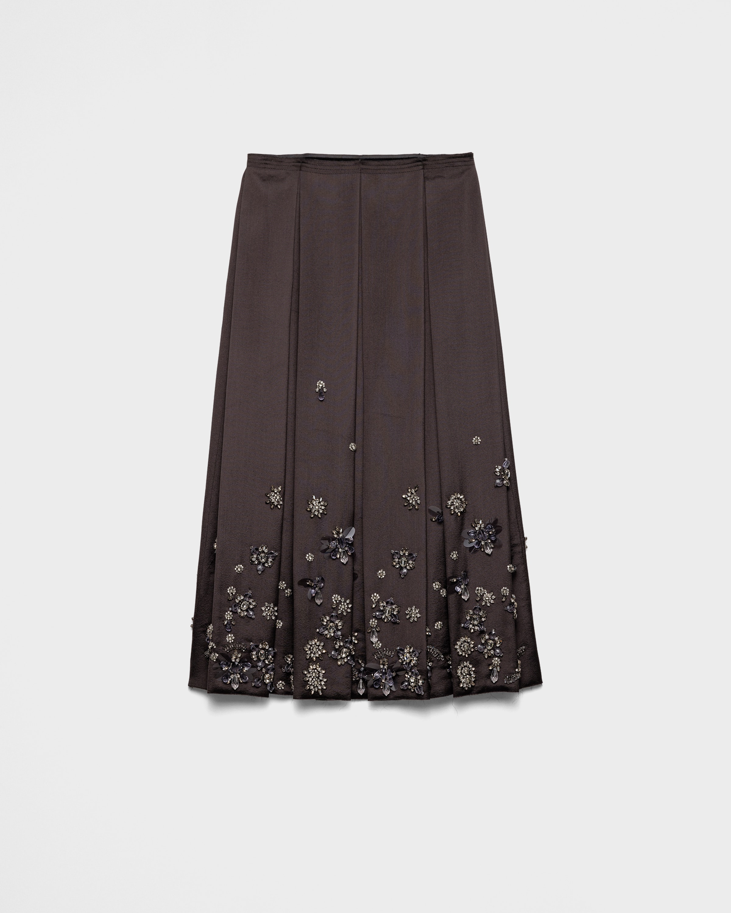 Grey Embroidered Silk And Wool Skirt | PRADA