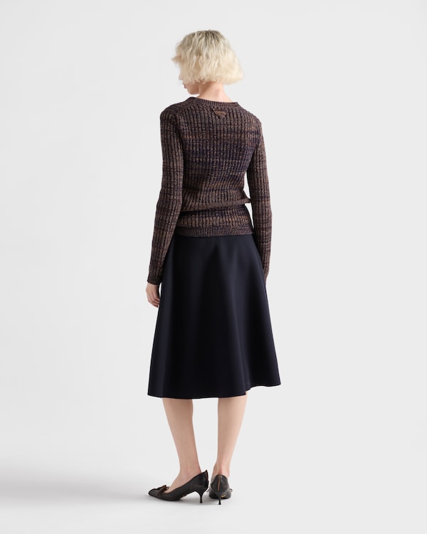 Jupe en laine légère et cachemire - Bleu Jupe en laine légère et cachemire - Bleu