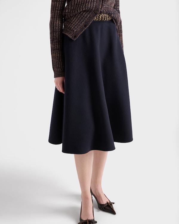 Jupe en laine légère et cachemire - Bleu Jupe en laine légère et cachemire - Bleu