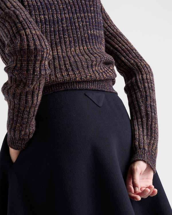 Jupe en laine légère et cachemire - Bleu Jupe en laine légère et cachemire - Bleu