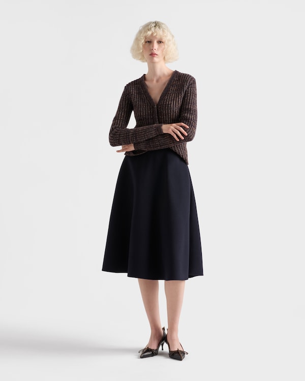 Jupe en laine légère et cachemire - Bleu Jupe en laine légère et cachemire - Bleu