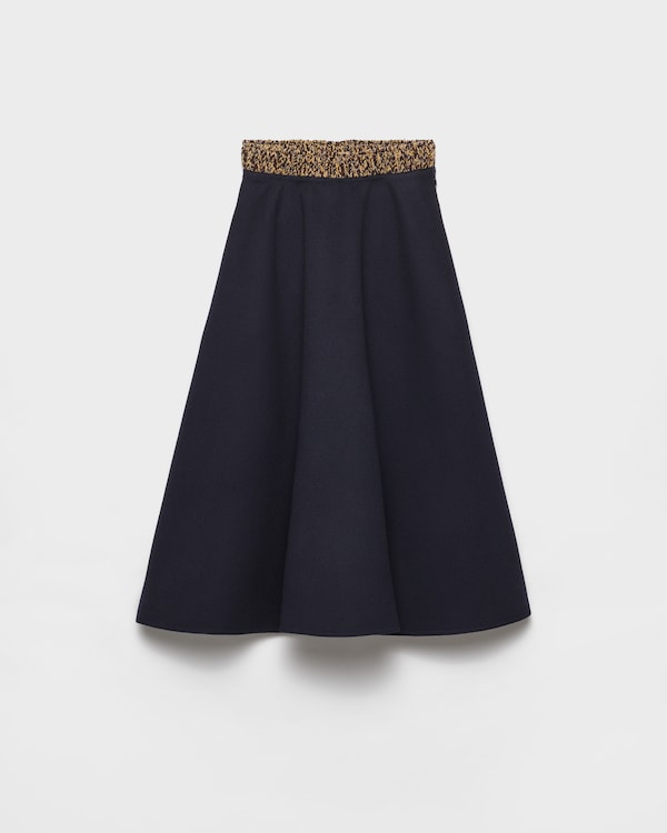Jupe en laine légère et cachemire - Bleu Jupe en laine légère et cachemire - Bleu