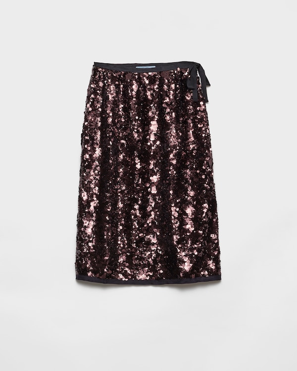 スカート PRADA PLUM-COLOURED SEQUINED SKIRT Prada Plum-coloured sequined skirt | TheDoubleF