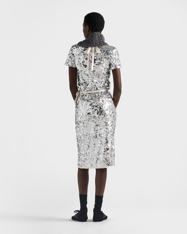 Embroidered sequin skirt - Silver Embroidered sequin skirt - Silver