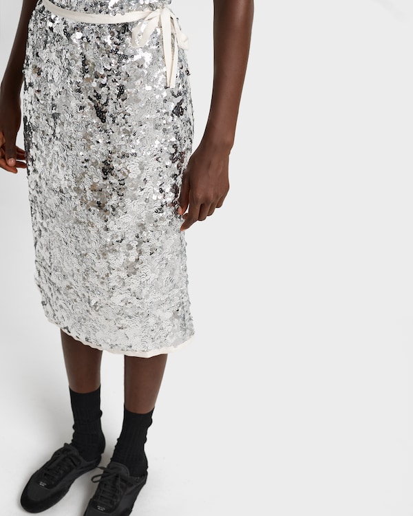 Embroidered sequin skirt - Silver Embroidered sequin skirt - Silver
