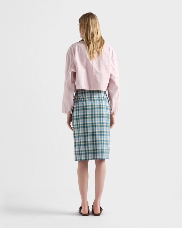 Plaid cotton pencil skirt - Natural/Teal Plaid cotton pencil skirt - Natural/Teal