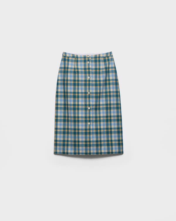 Plaid cotton pencil skirt - Natural/Teal Plaid cotton pencil skirt - Natural/Teal