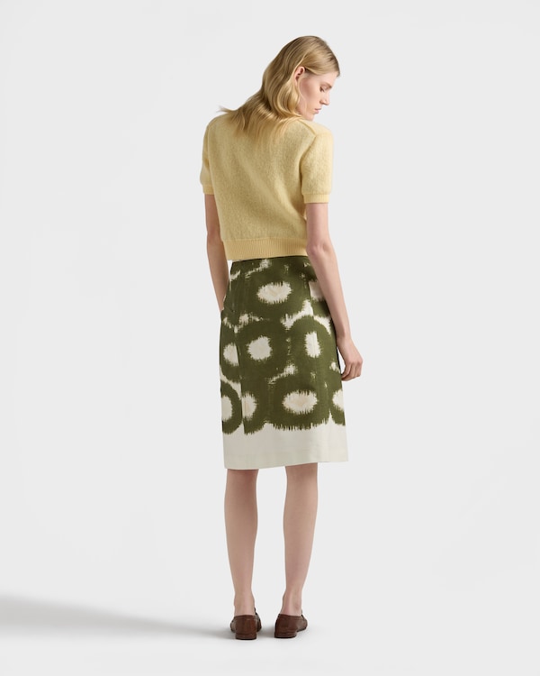 Gonna midi stampata in canvas - Militare Gonna midi stampata in canvas - Militare