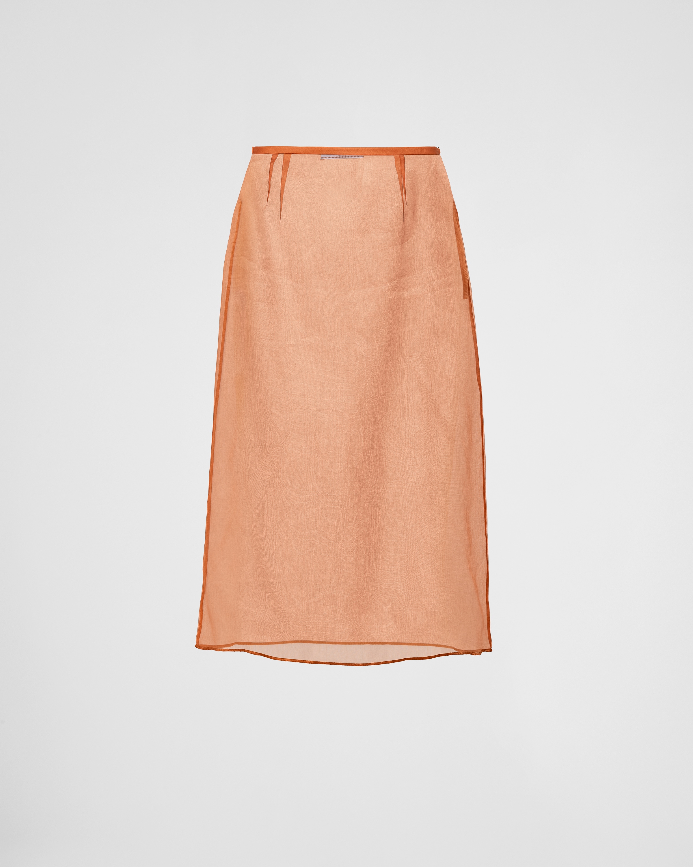 Shop Prada Organza Midi-skirt In Rust