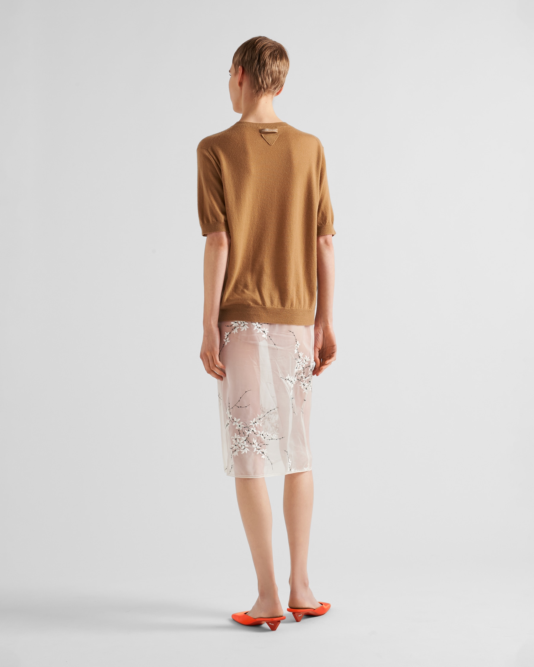 Prada Women Cream Cotton Skirt