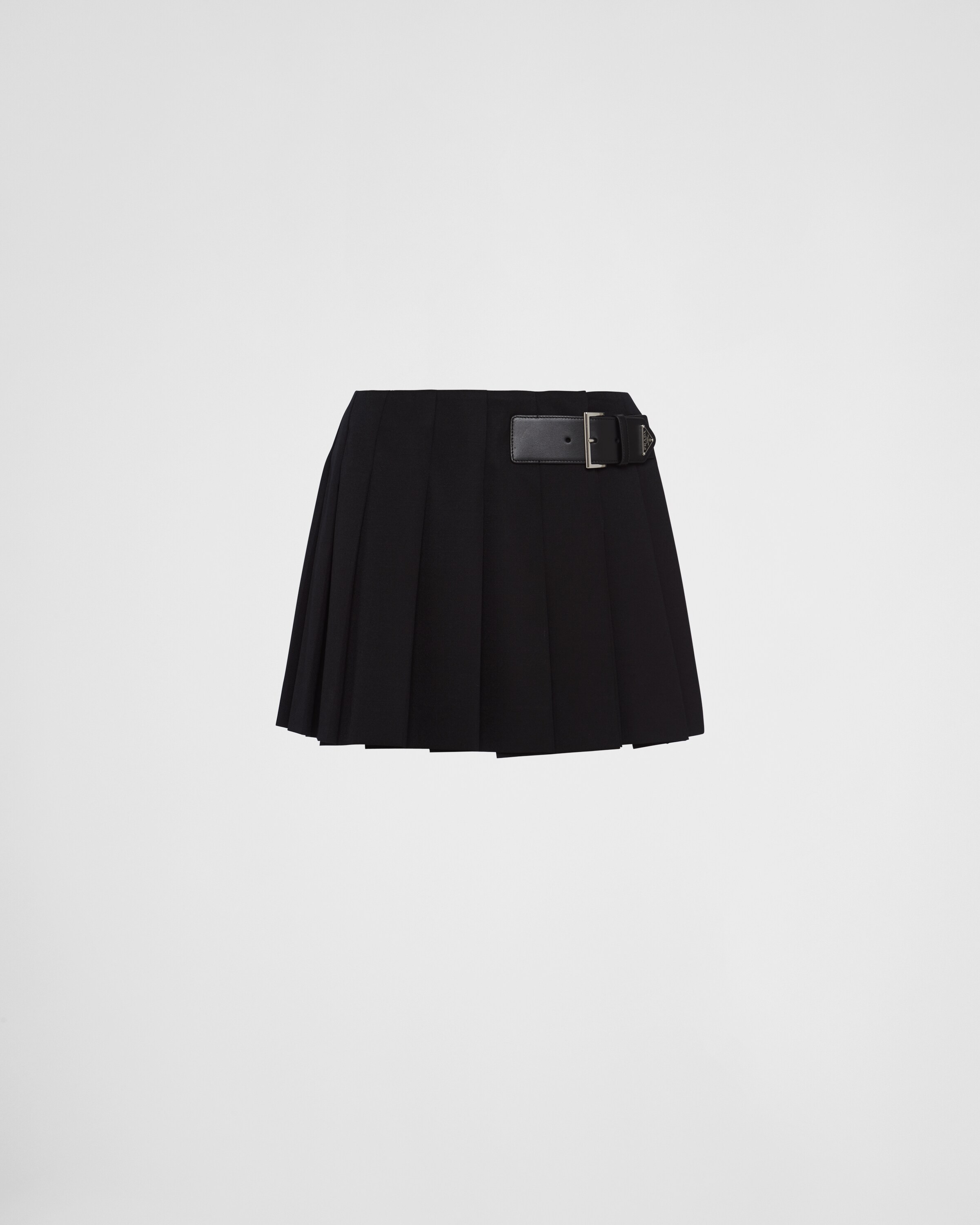 Prada Gabardine Pleated Miniskirt In Black