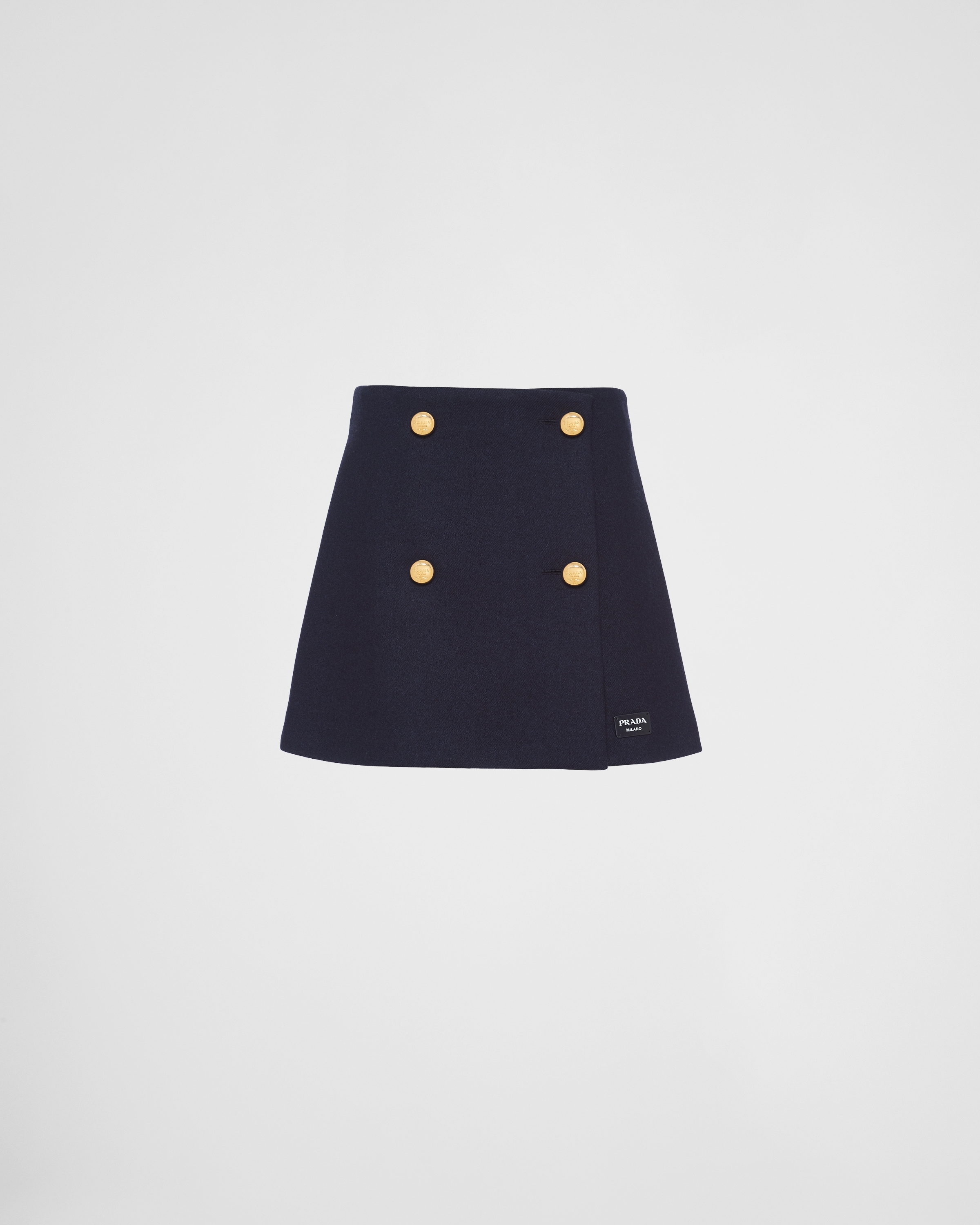 Prada Lana Double Mini Skirt With Buttons In Navy