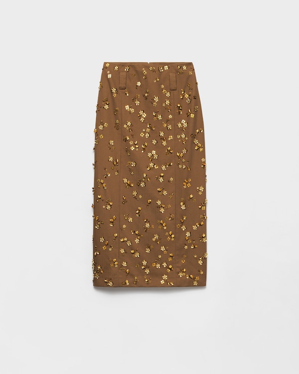 Embroidered chevron midi-skirt - Cork Beige Embroidered chevron midi-skirt - Cork Beige