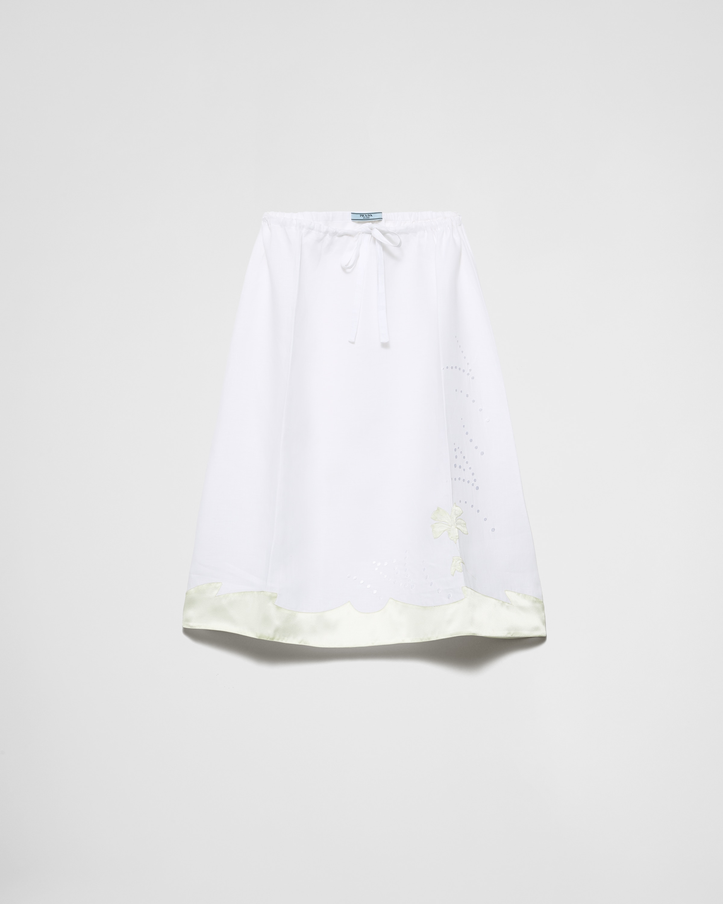 Prada Rock Aus Besticktem Leinen In Weiss/aqua