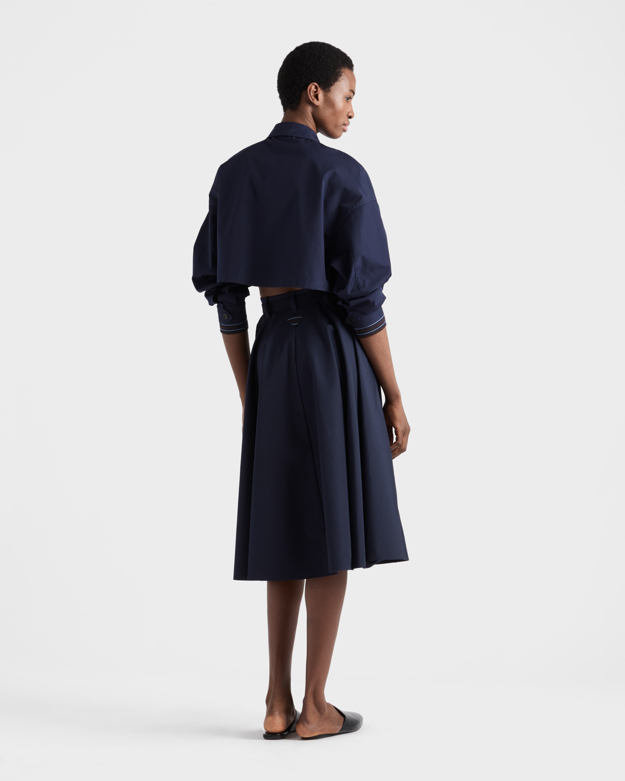 Navy Poplin Midi-skirt | PRADA - United States