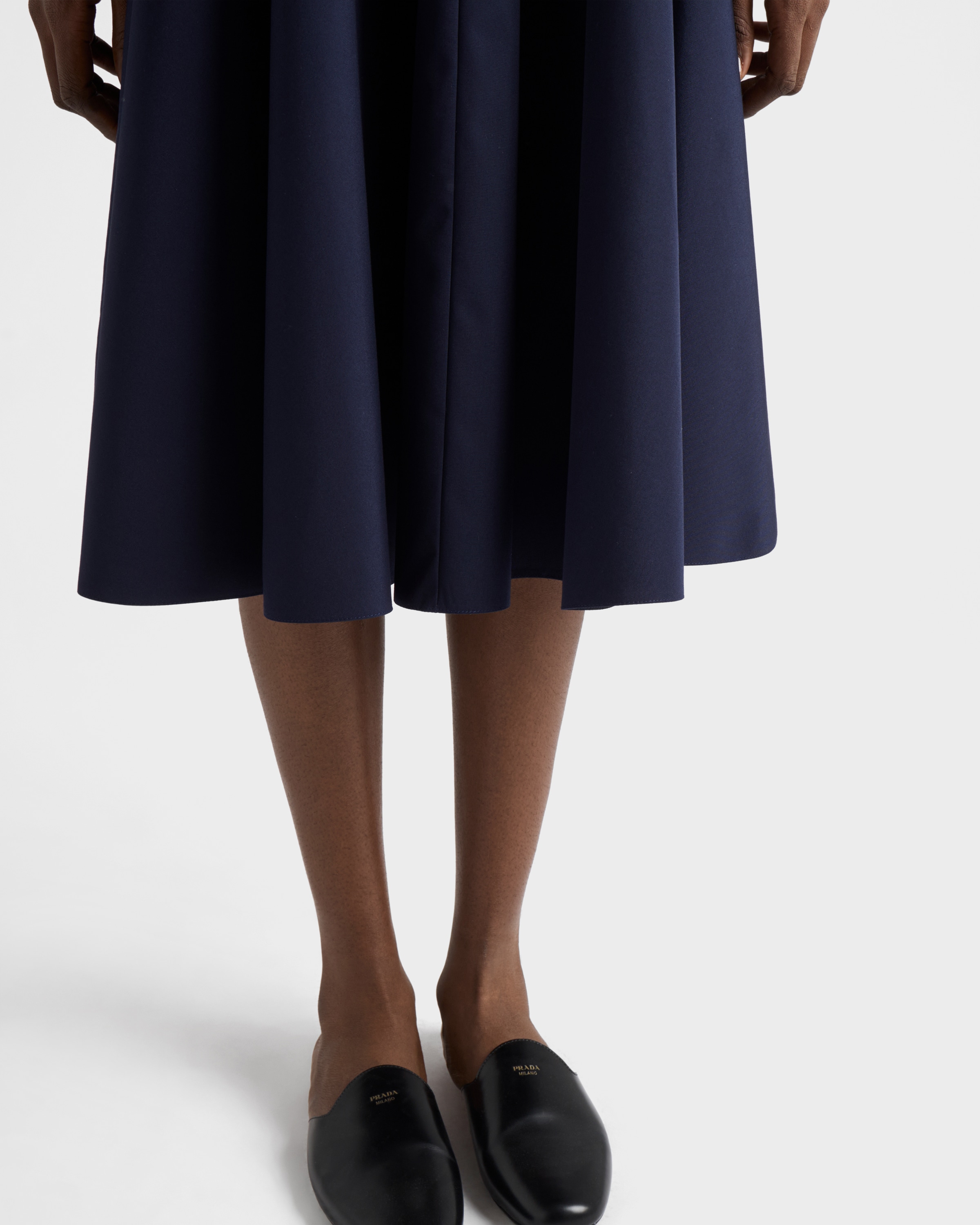 Navy Poplin midi-skirt | PRADA - United States