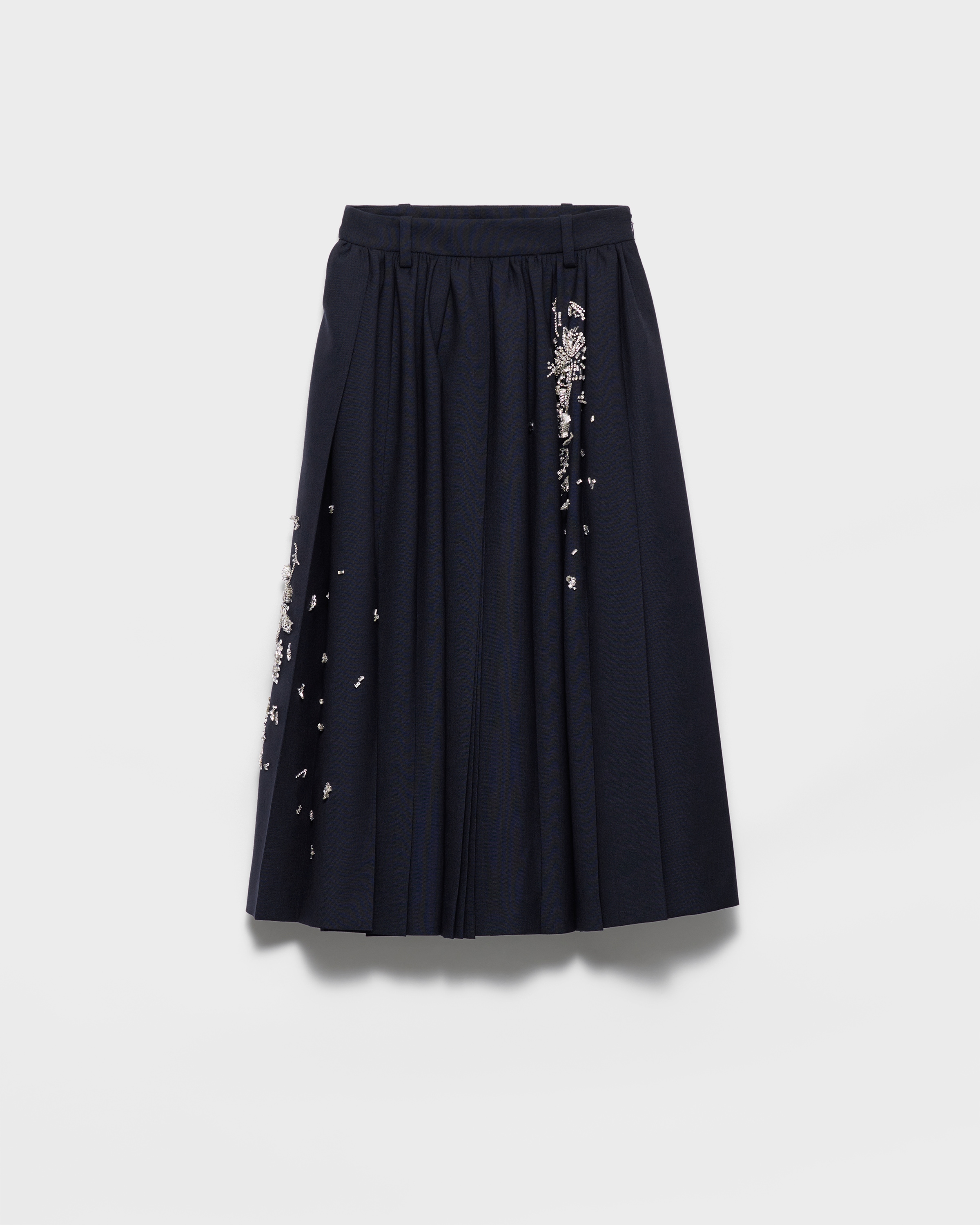 Embroidered rush stitch midi-skirt