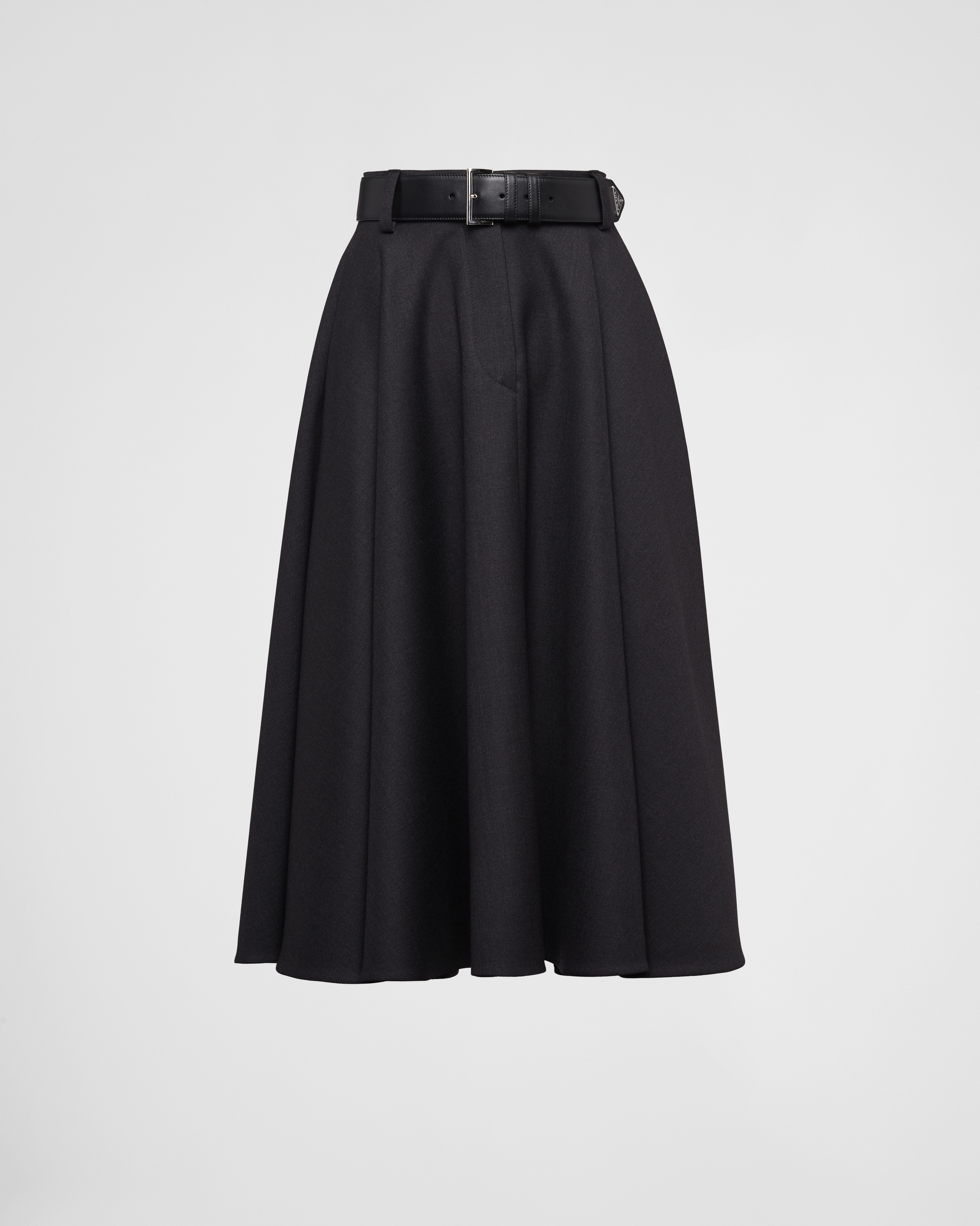 Wool gabardine midi-skirt