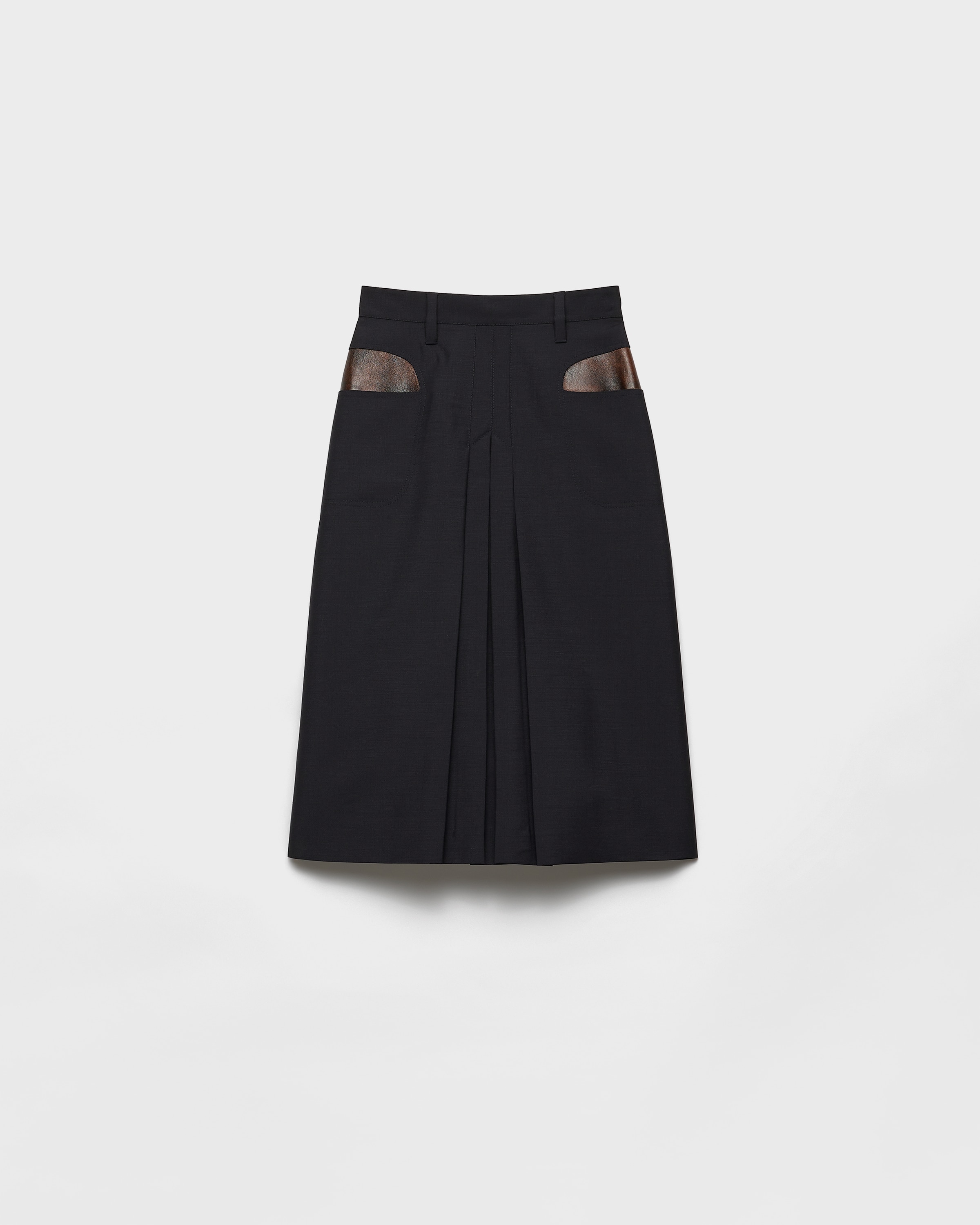 Prada Pleated Mohair And Wool Midi Skirt In Black