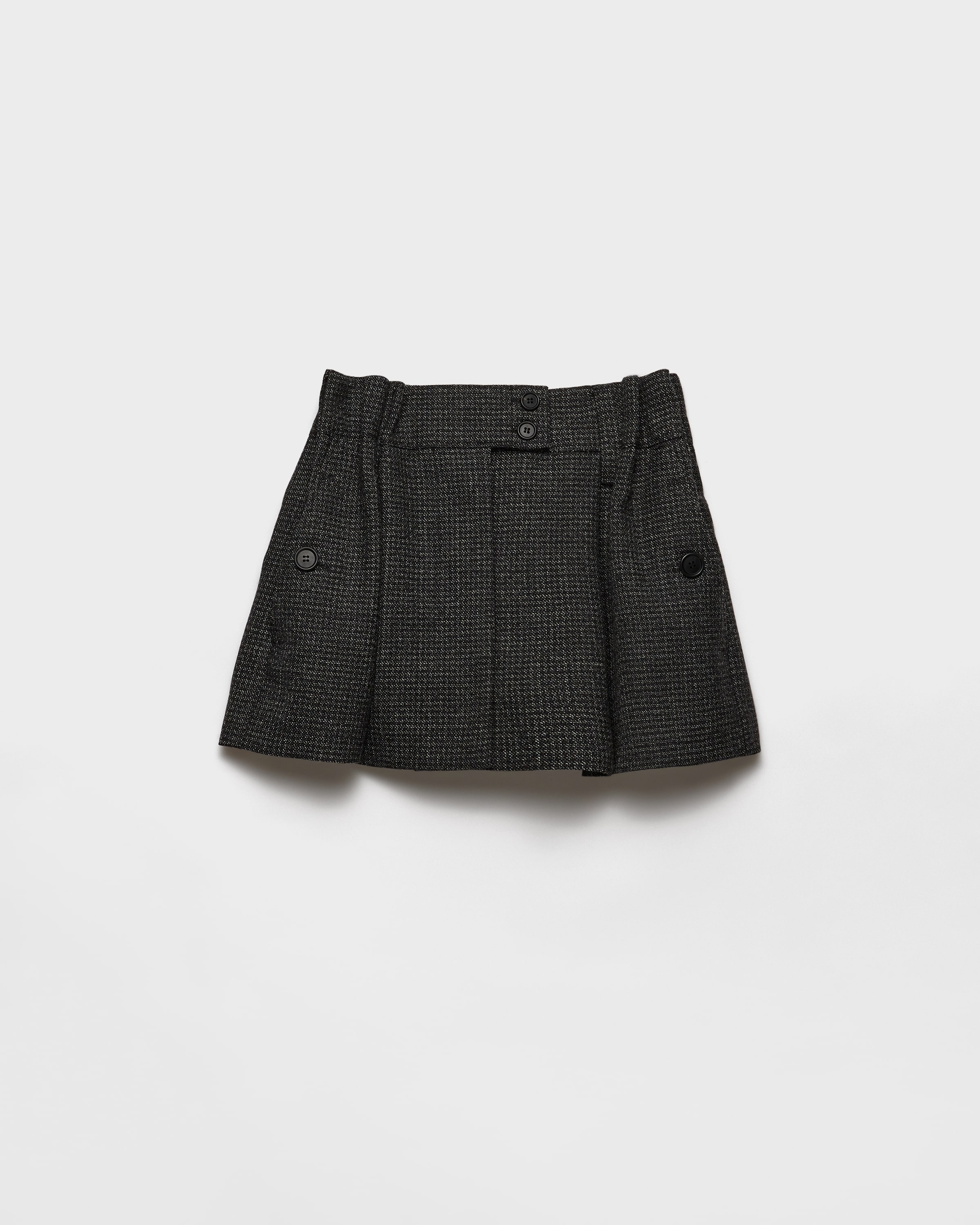 Prada Gingham Check Mouliné Wool Miniskirt In Multi