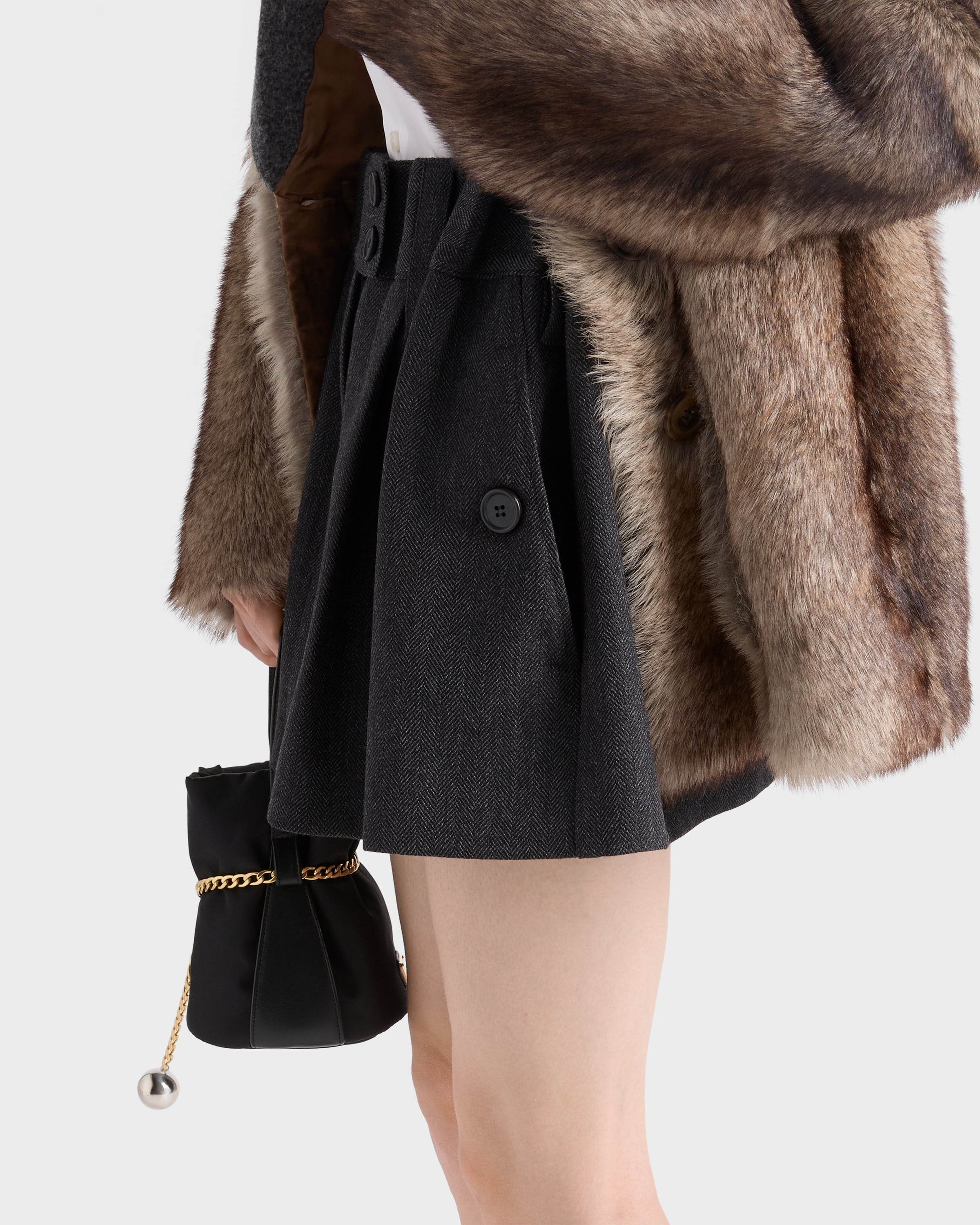 【PRADA】ウールミニスカート Prada プリーツ ミニスカート | ブラック | FARFETCH JP
