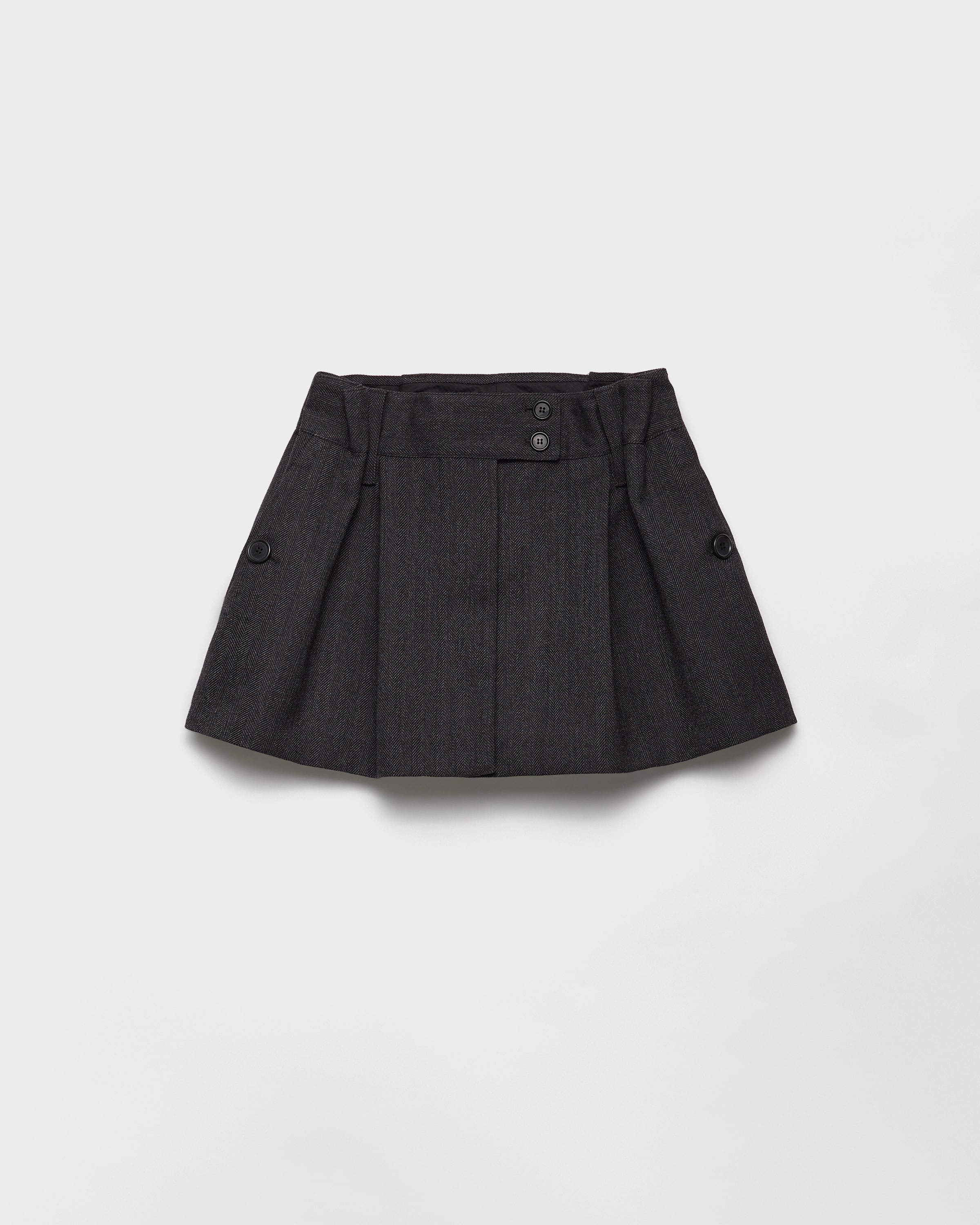 Prada Chevron Wool Mini Skirt, Woman, Anthracite Gray, Size 38