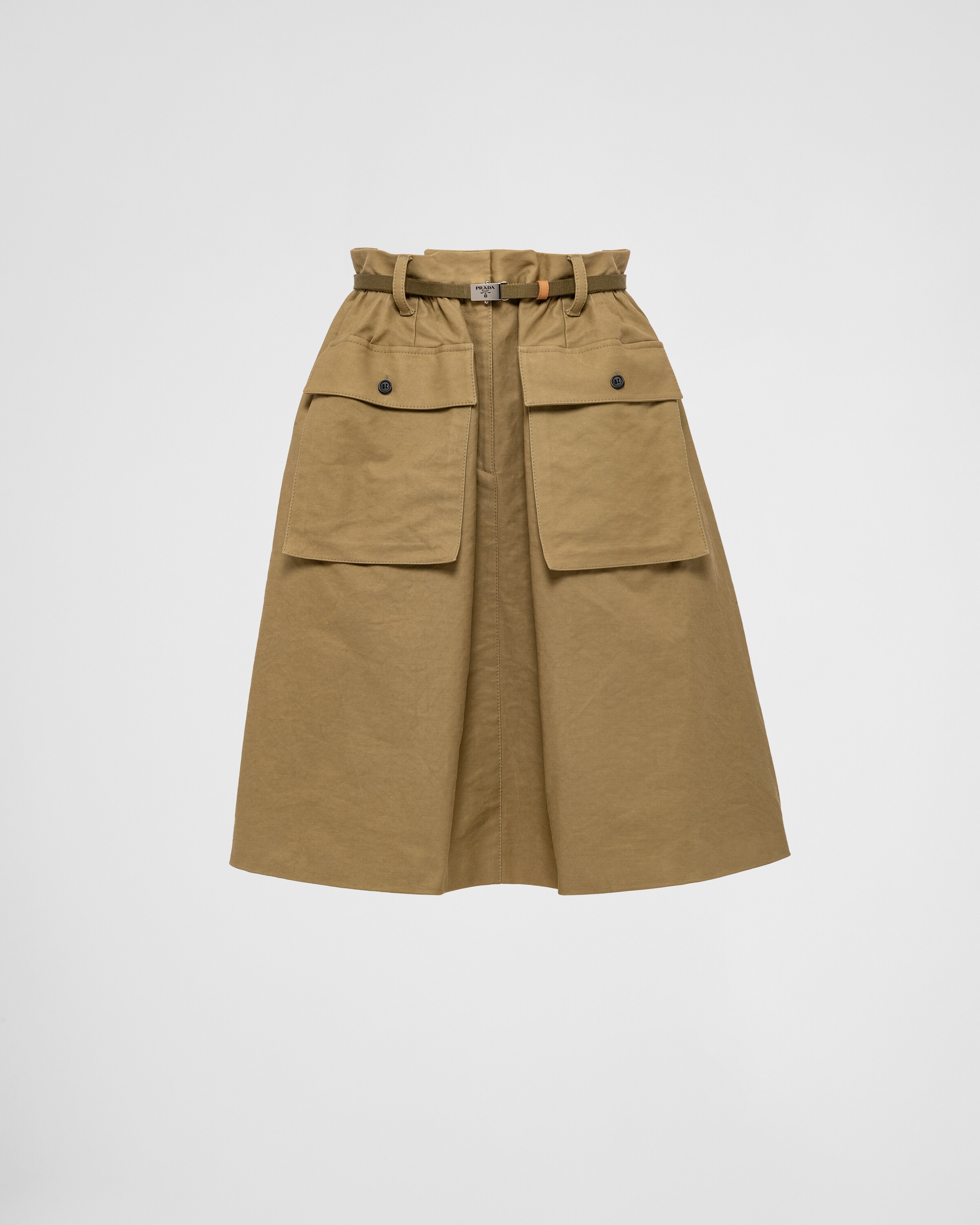 Prada A-line Skirt Khaki Green Cotton