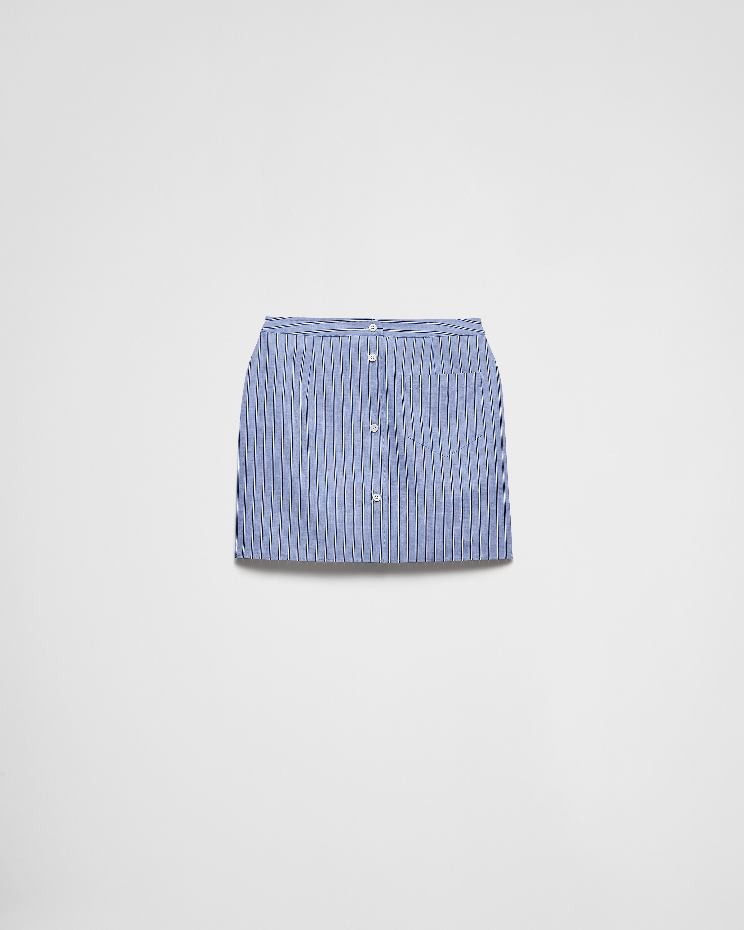 Shop Prada Striped Chambray Miniskirt In Navy