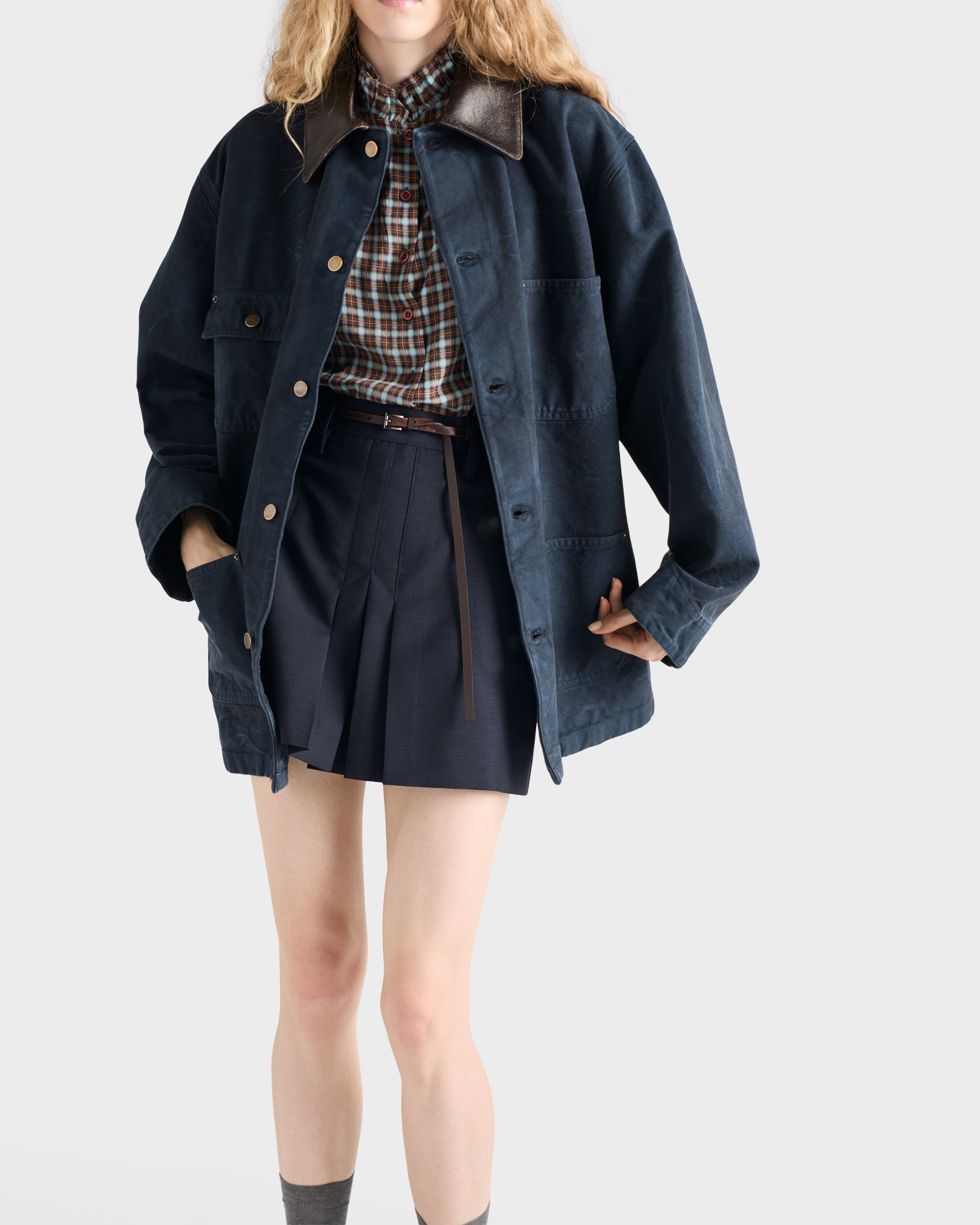 注目の新作♪【PRADA】キッドモヘア ミニスカート ネイビー キッドモヘア ミニスカート | PRADA