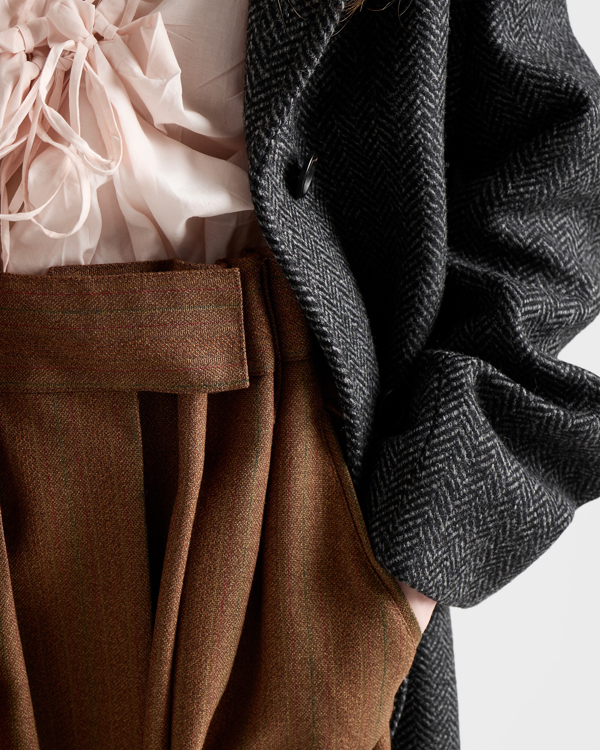 Prada Pinstriped Mouliné Wool Miniskirt In Brown