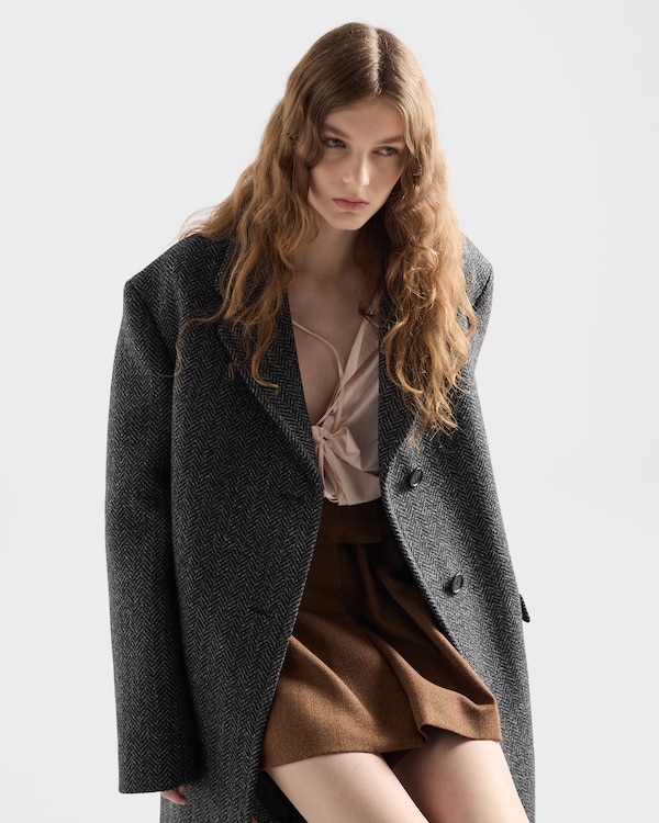 Pinstriped mouliné wool miniskirt Pinstriped mouliné wool miniskirt