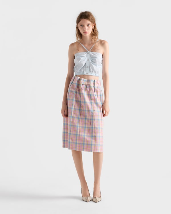 Jupe midi en coton à carreaux Jupe midi en coton à carreaux