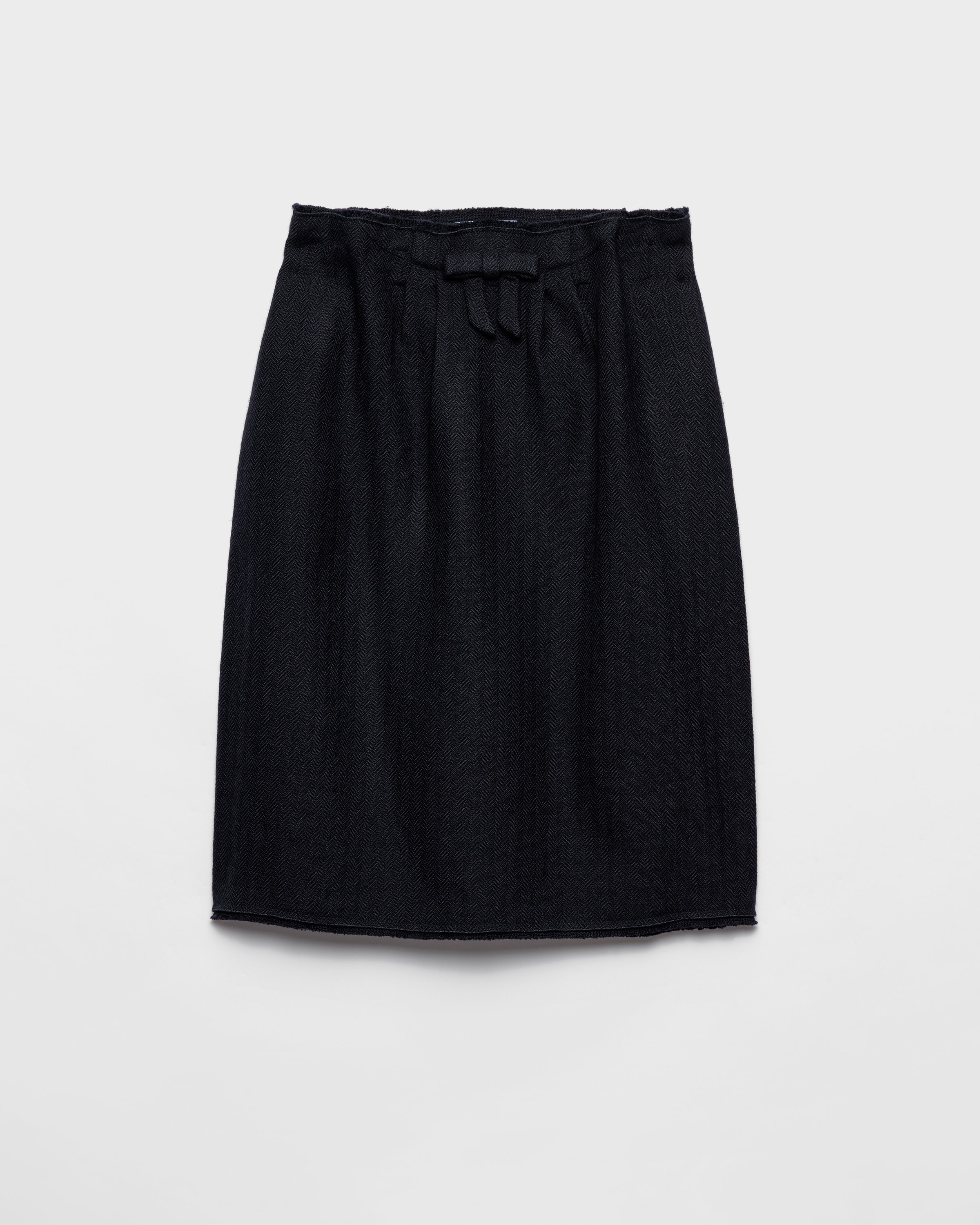 Prada Chevron Wool Midi Skirt In Blue