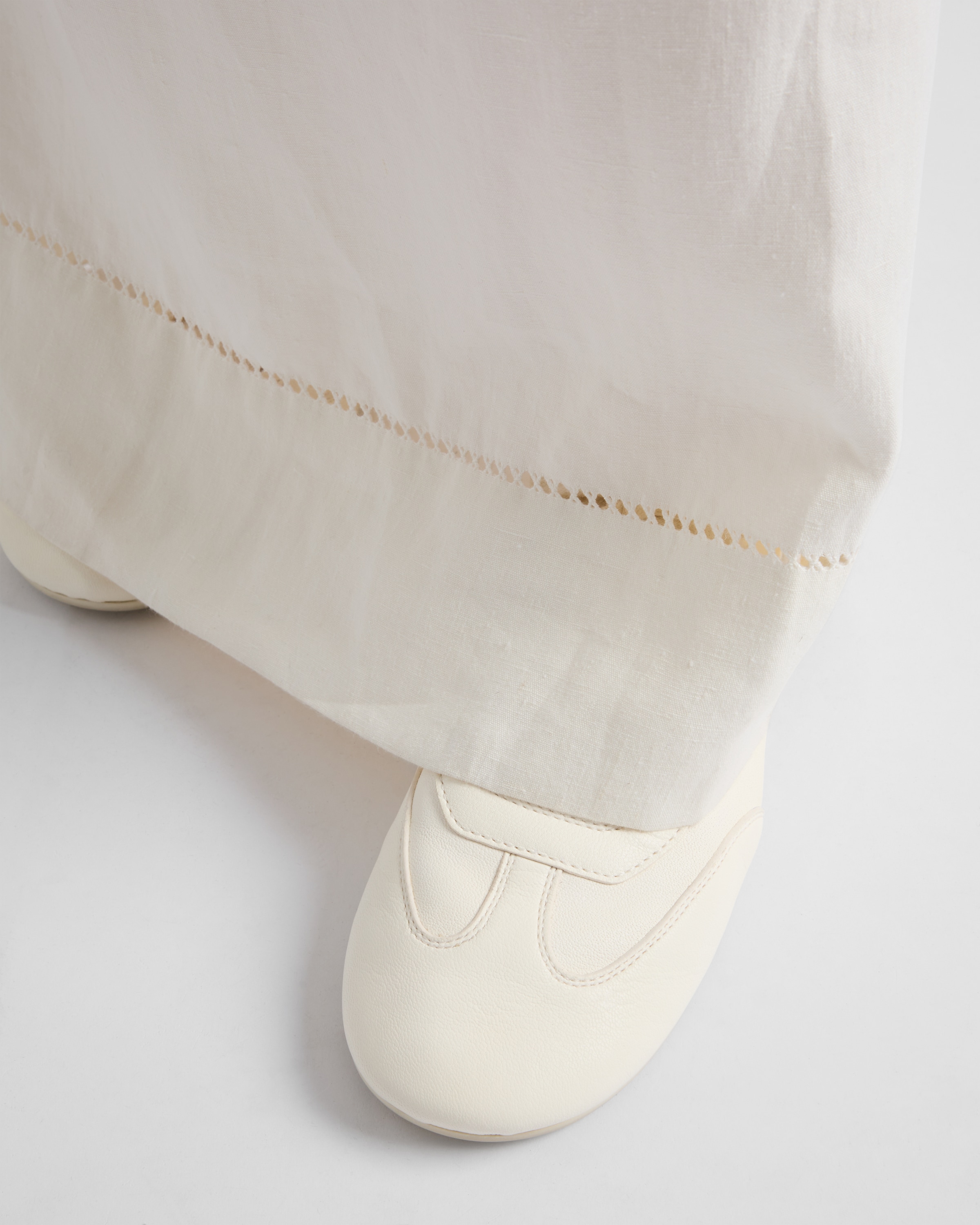 Ivory Embroidered Linen Skirt | PRADA