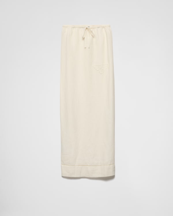 Prada テクニカルポンジー スカート Technical skirt 関税込 アイボリー テクニカルポンジー スカート | PRADA