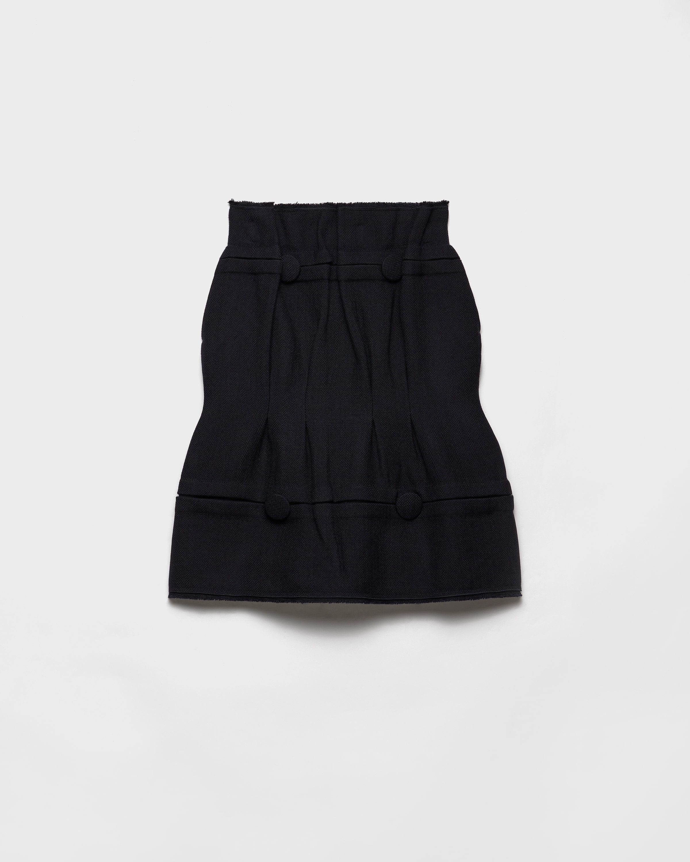 Prada Falda Midi De Lana Con Motivo Chevrón, Mujer, Azul, Talla 36