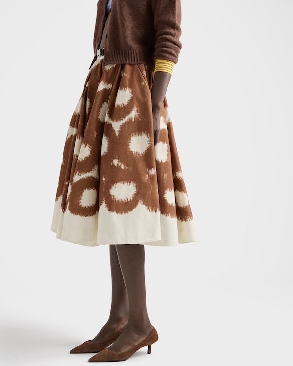 프린트 캔버스 스커트 - 타바코 프린트 캔버스 스커트 - 타바코