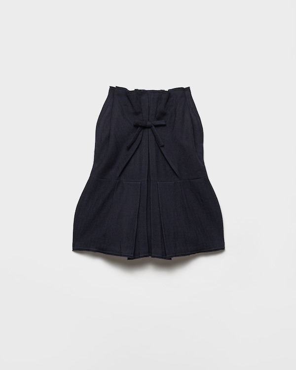 ミニスカート PRADA MELANGE GREY POLYESTER BLEND MINI SKIRT Slate Gray Technical wool miniskirt with printed belt | PRADA